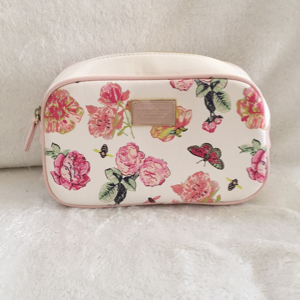 Betsey Johnson Pink Floral Cosmetic Bag